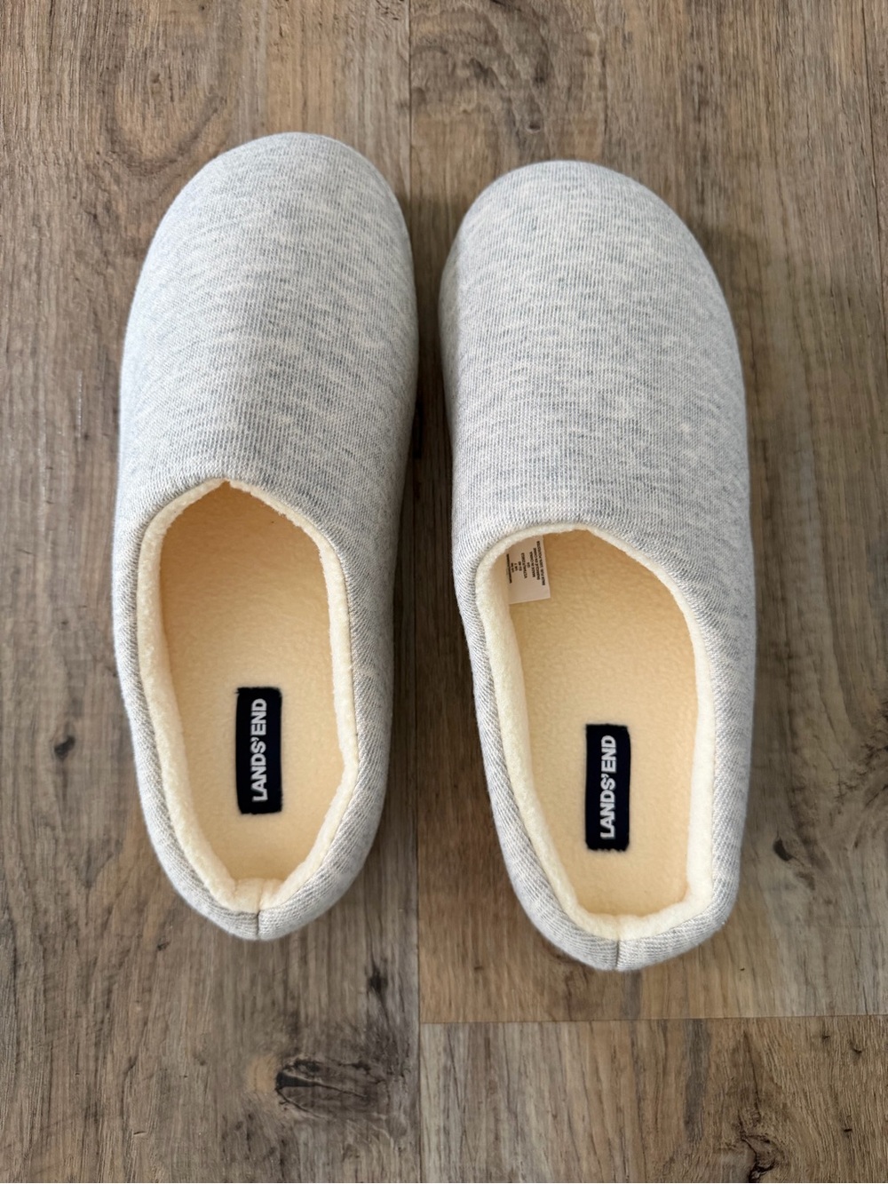 Lands' End Light Gray Fleece-Lined Slip-Ons